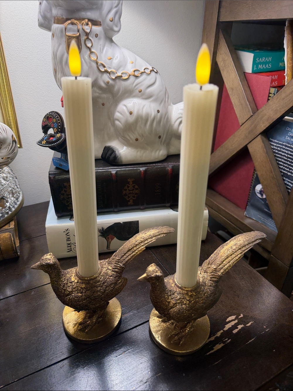 Gold Pheasant Candle Holders — Pair